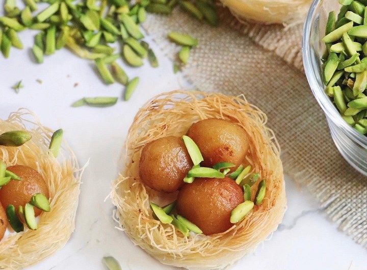 gulab jamun in kunafa nests 2
